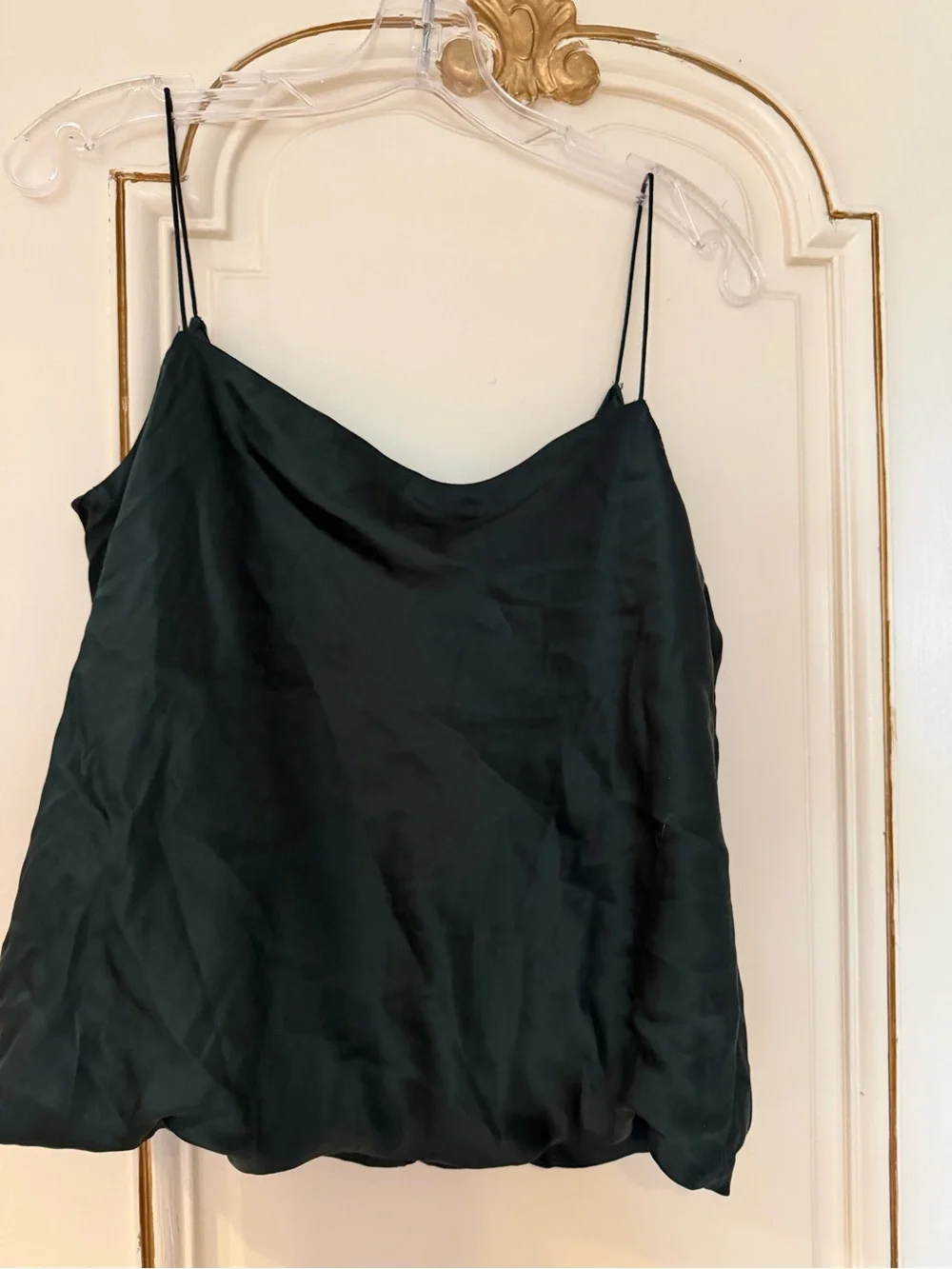 JAYGODFREY Dark Green Satin Draped Cowl Neck Camisole size 6 - Picture 4 of 4